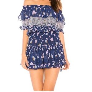 Misa Los Angeles Blue Floral Ruffle Darci
Dress SZ XS